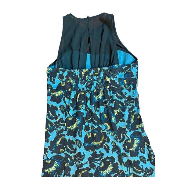 NEW Anthropologie Maeve Mesh Halter Midi Dress Sz Small Turquoise Floral - Picture 7 of 16
